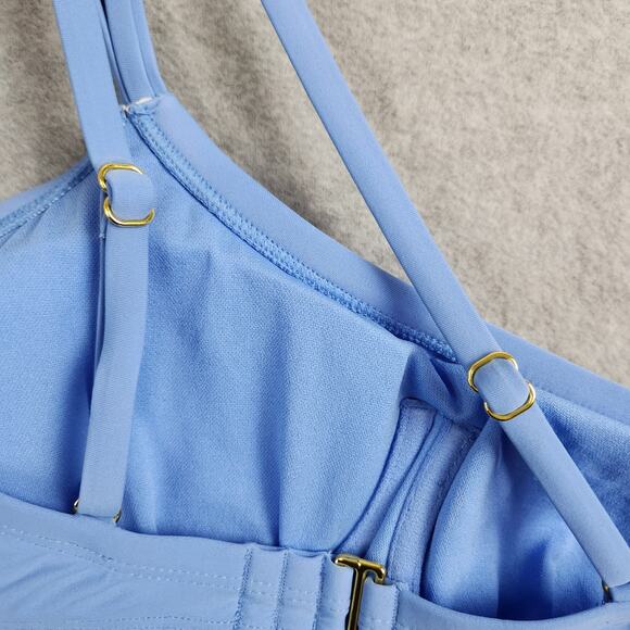 NWT Shade & Shore Bikini Top Size 34D Removable Pads One Shoulder Blue Adj Strap - Picture 6 of 13